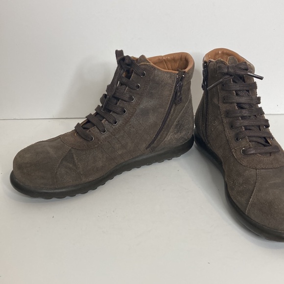 Camper Boots Mens 40 US 7 Brown Suede Zip Lace Up Ankle  Peu Alicante - Picture 5 of 14